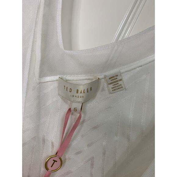 Ted baker cami top with ivory mesh chevron print v neck size Size 5 NWT $149 - Picture 6 of 6